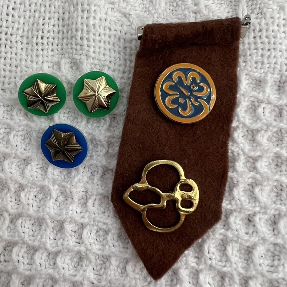 Girl Scout Accessories 5 Girl Scout Brownie Pins Insignia Tab Brown